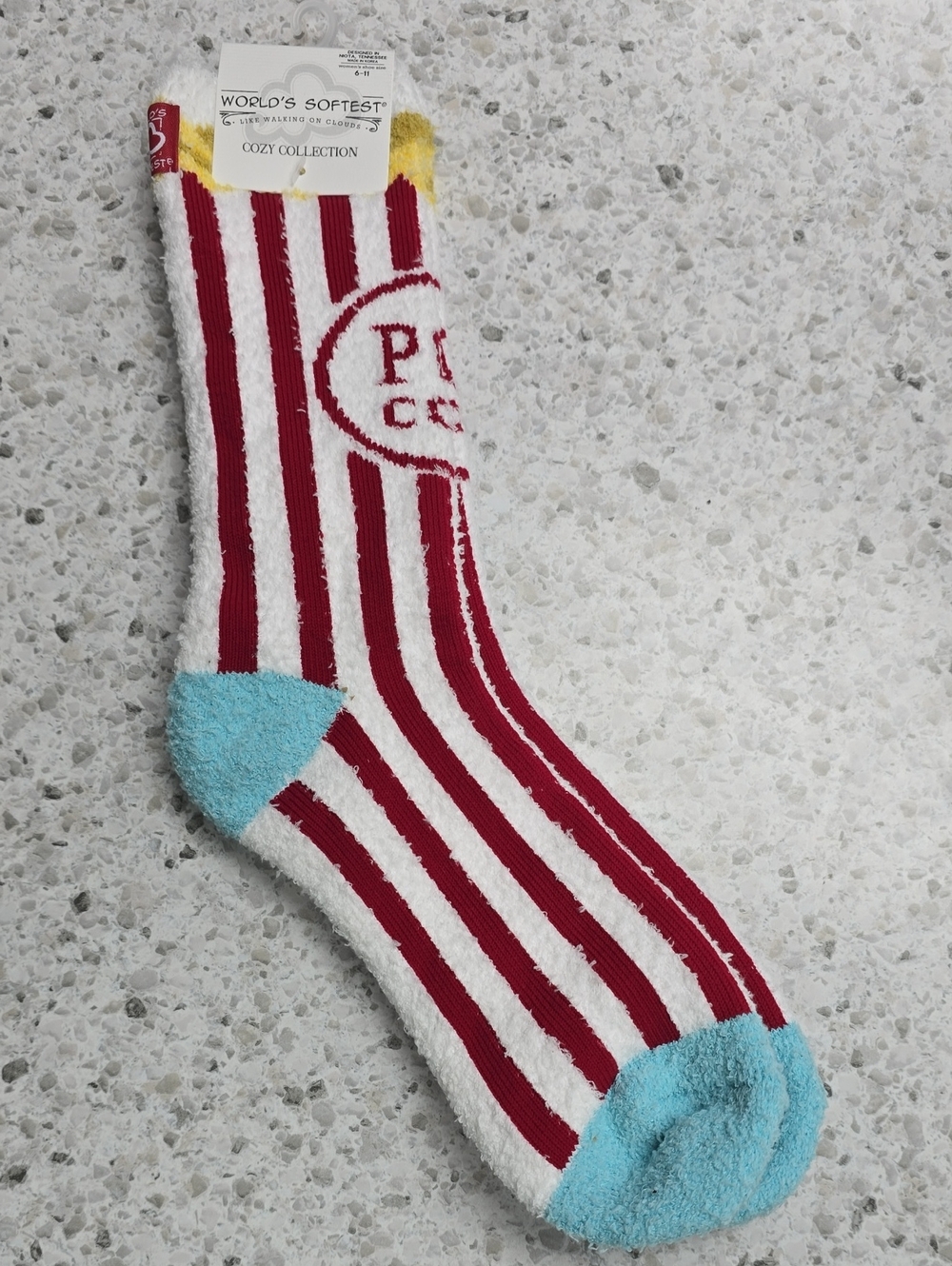 Cozy Collection Red & White Popcorn Stripe Fuzzy Socks